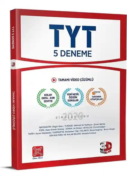 3D Yayınları TYT 5'li Deneme Seti ÖSYM Tarzında Video Çözümlü Güncel Soru Bankası