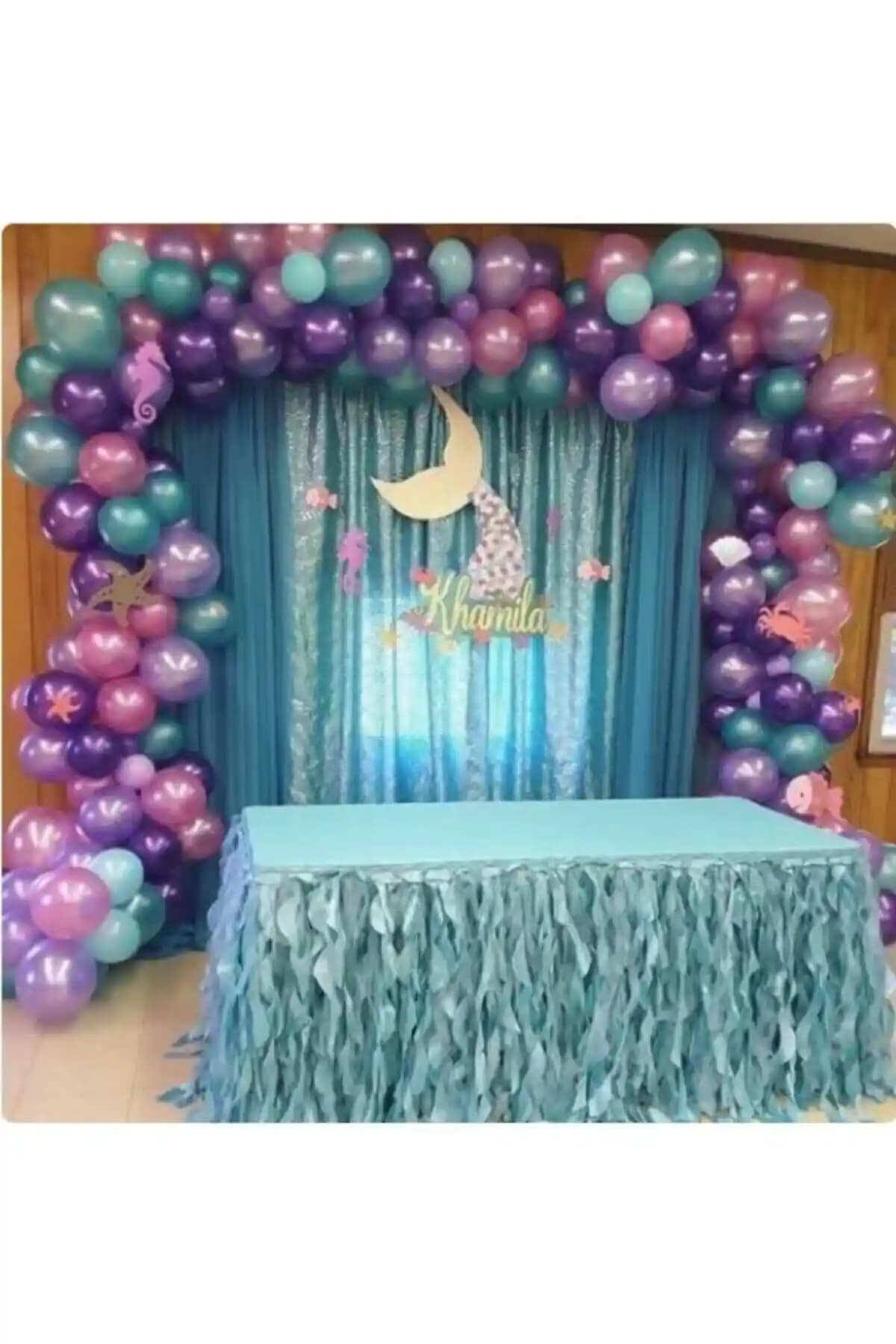 50 Adet Renkli Metalik Balon Zinciri - Parti ve Etkinlik Dekorasyonu İçin Uygun