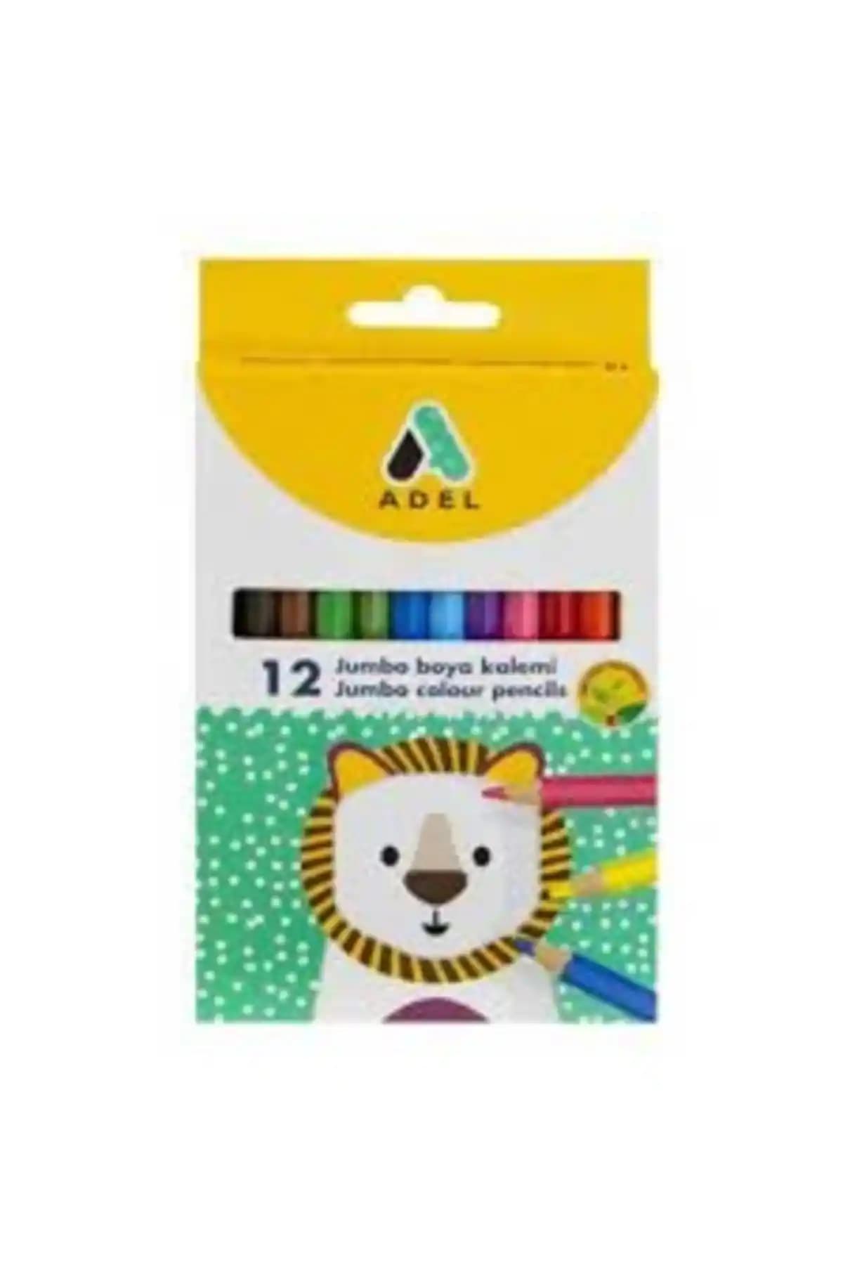 Adel Jumbo Hexa Boya Seti 12 Renkli Tam Boy Çocuk Boyama Malzemeleri