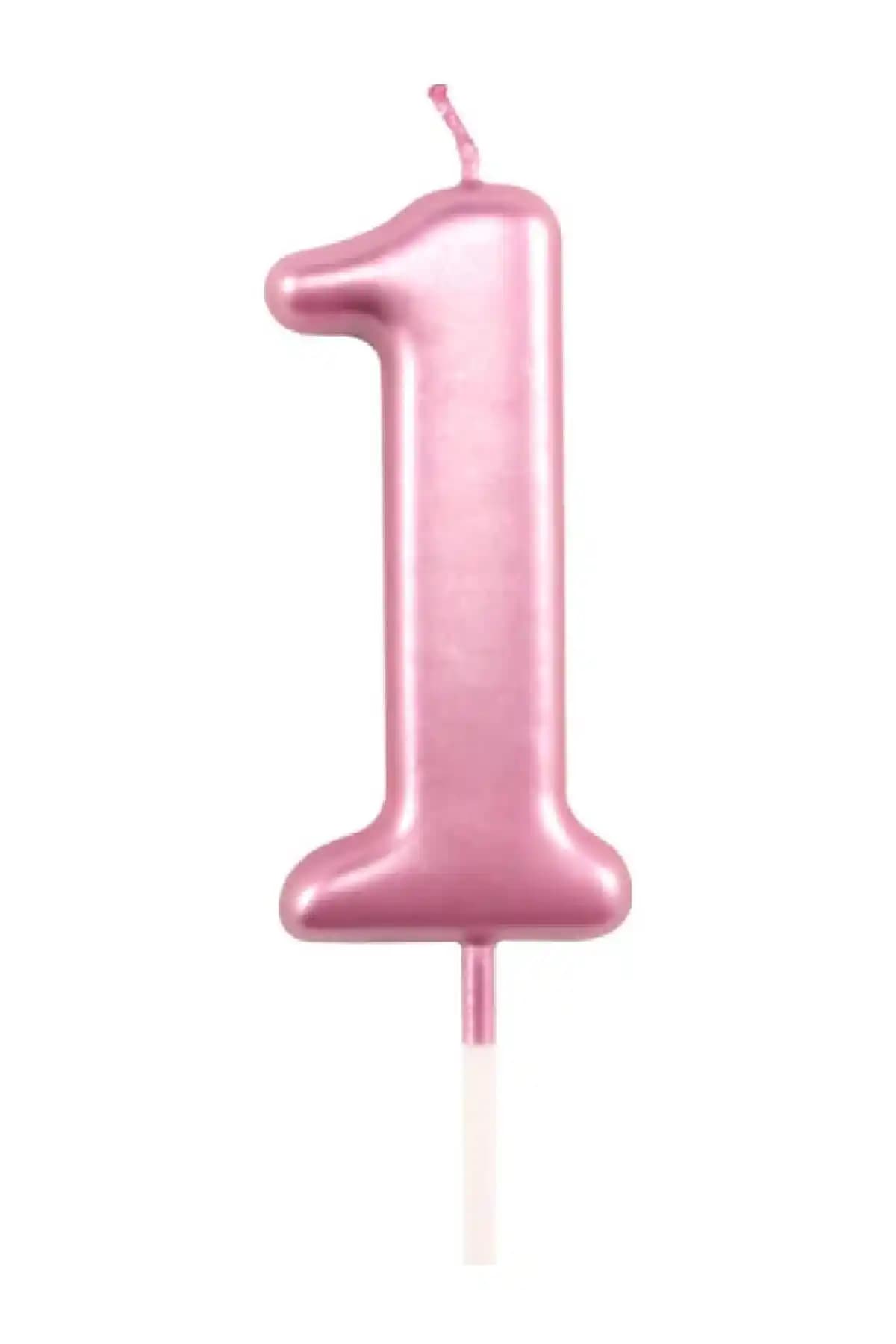 Bkmc 1 Yaş Parlak Pembe Şık Mum 12 cm, Dekorasyon ve Özel Günler İçin Uygun