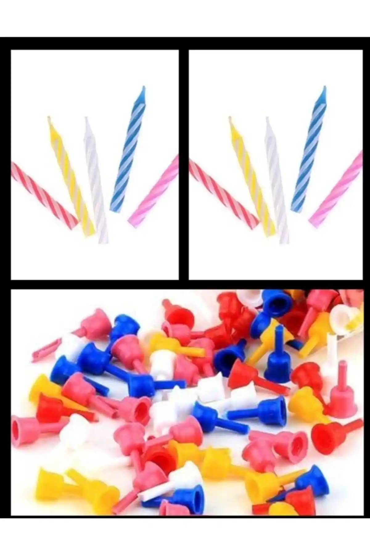 DALKIR GIDA Doğum Günü Mum ve Altlık Seti Renkli Kutlama Malzemeleri