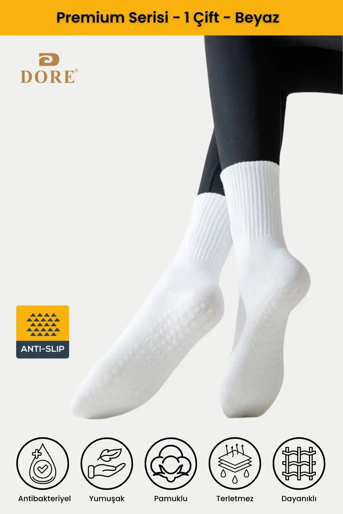 Dore Premium Pilates ve Yoga Çorabı Kaymaz Silikon Tabanlı Nefes Alabilir Tasarım