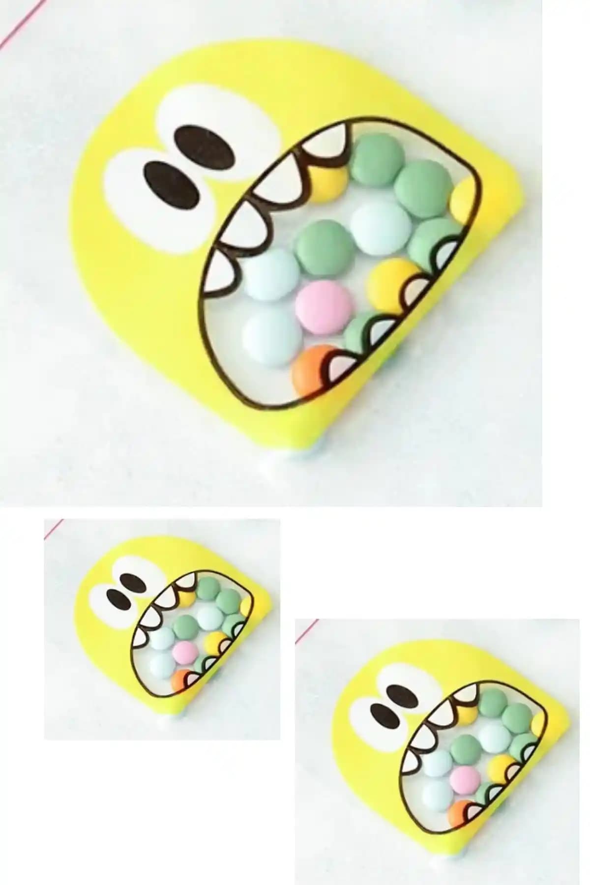 Emtory Home Sarı Renkli Canavar Bantlı Jelatin Bonibon Paketleri ve Hediye Kutuları