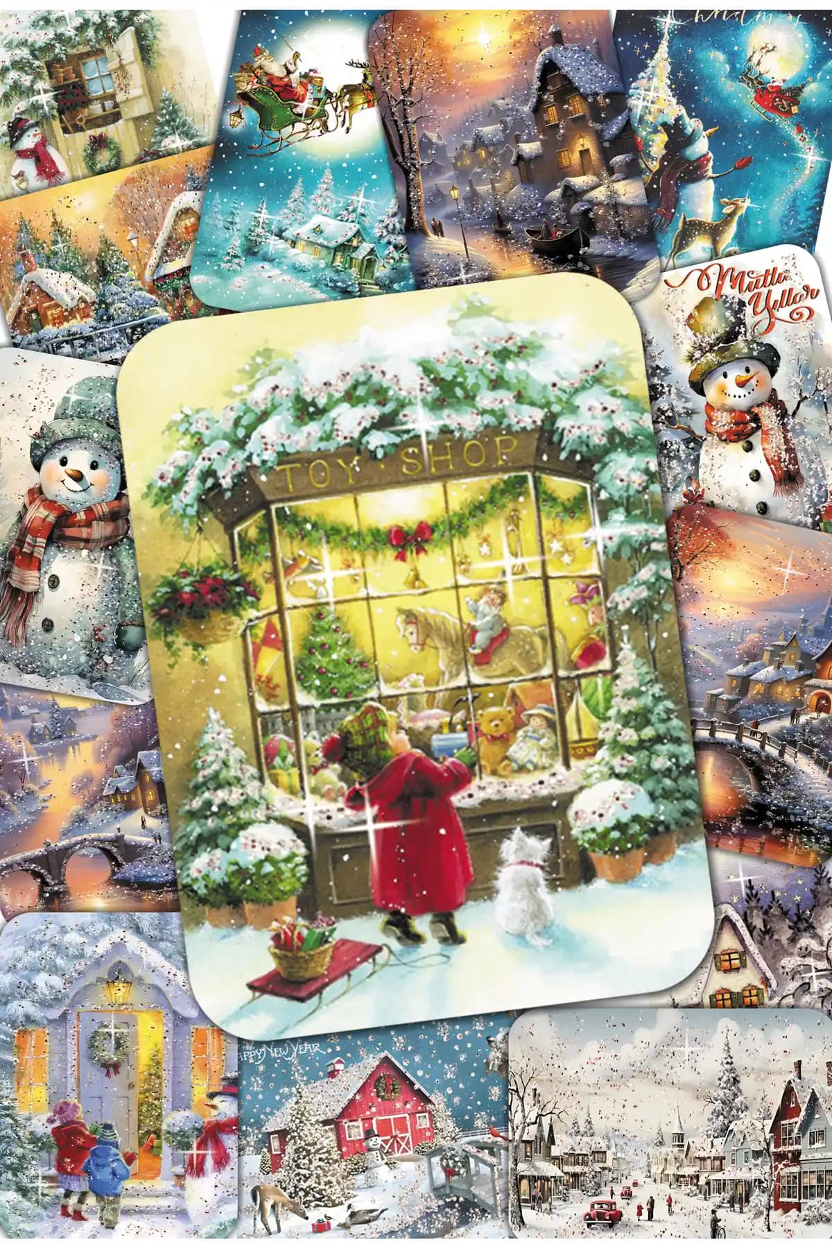 Mia Pera 36'lı Simli Yılbaşı Kartpostal Seti Yılbaşı Atmosferini Yansıtan Zarif Tasarım