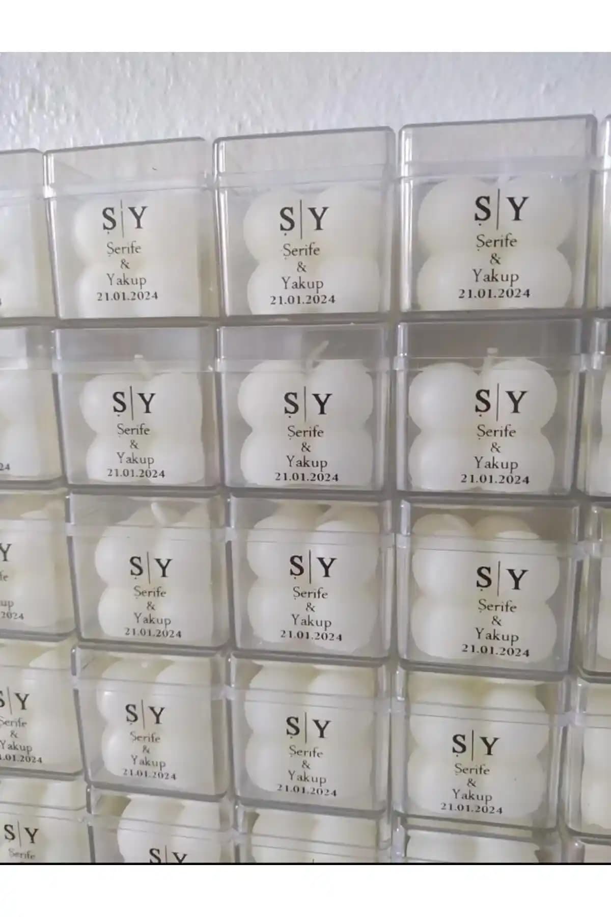 NightFashion Beyaz Bubble Mum Seti 15 Adet Mika Kutulu Kişiselleştirilebilir Hediye