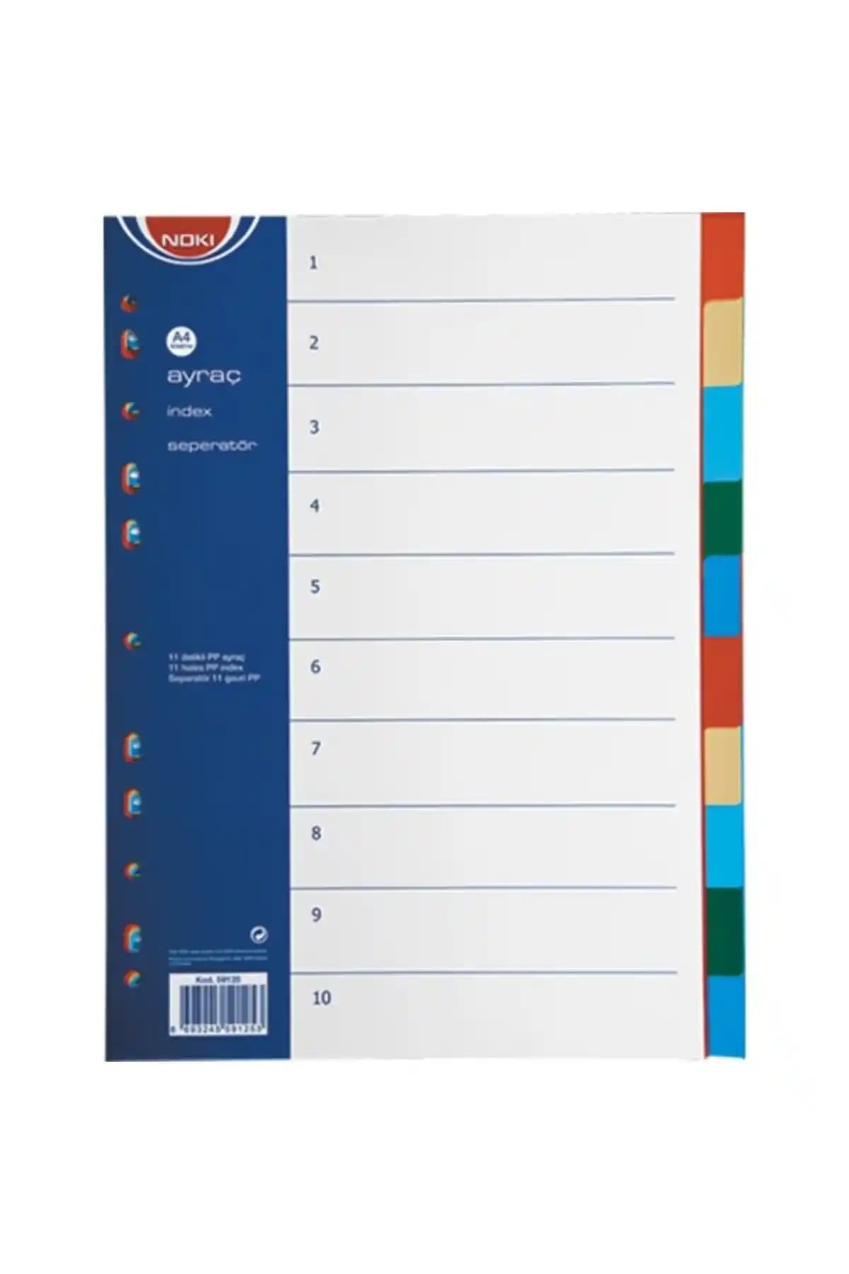 Noki 1-10 Rakamlı Renkli Seperatörler: Ofis ve Okul Düzeni İçin Pratik Çözüm