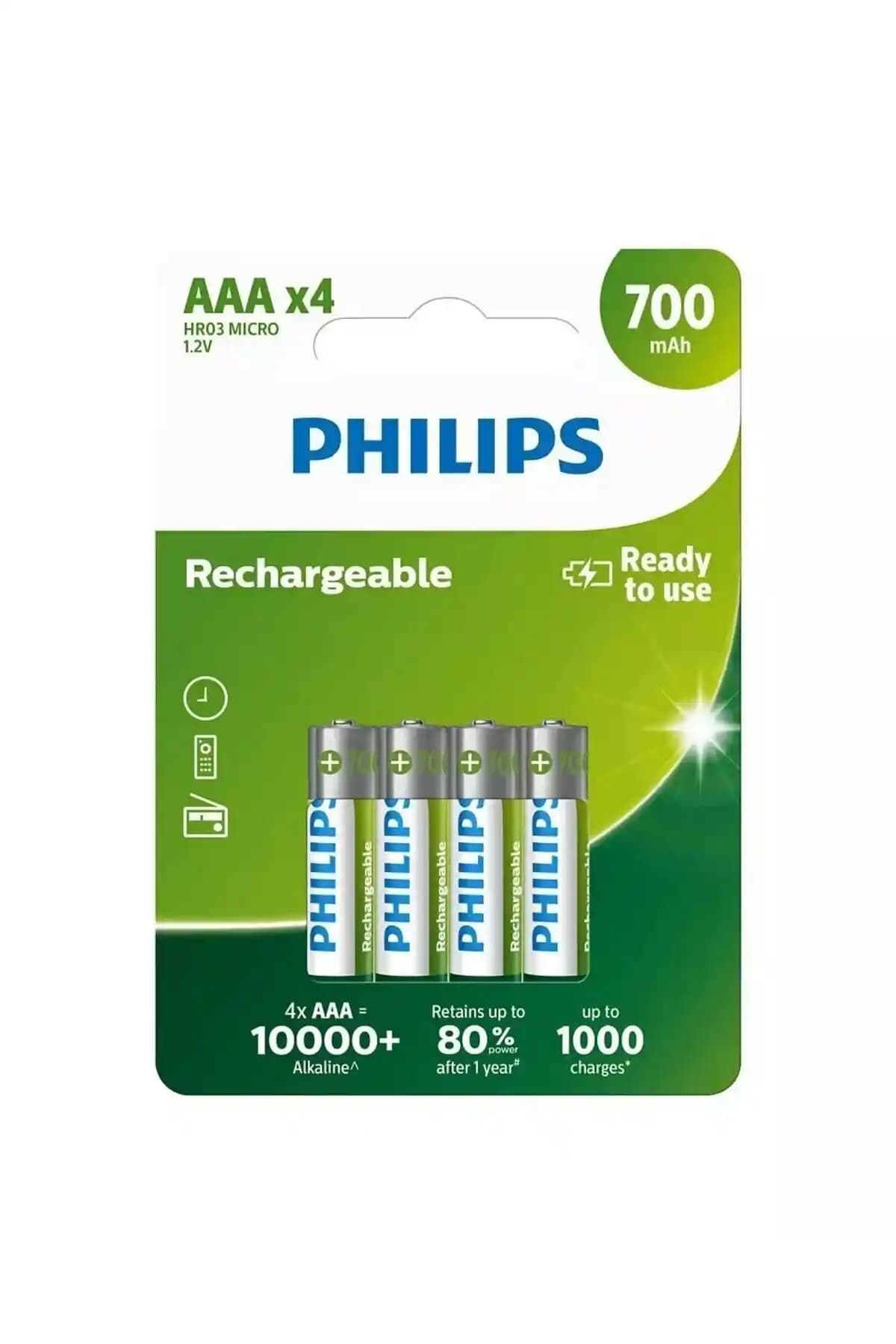 Philips Şarj Edilebilir AAA 700 mAh X4: Uzun Ömürlü ve Çevre Dostu Enerji Kaynağı