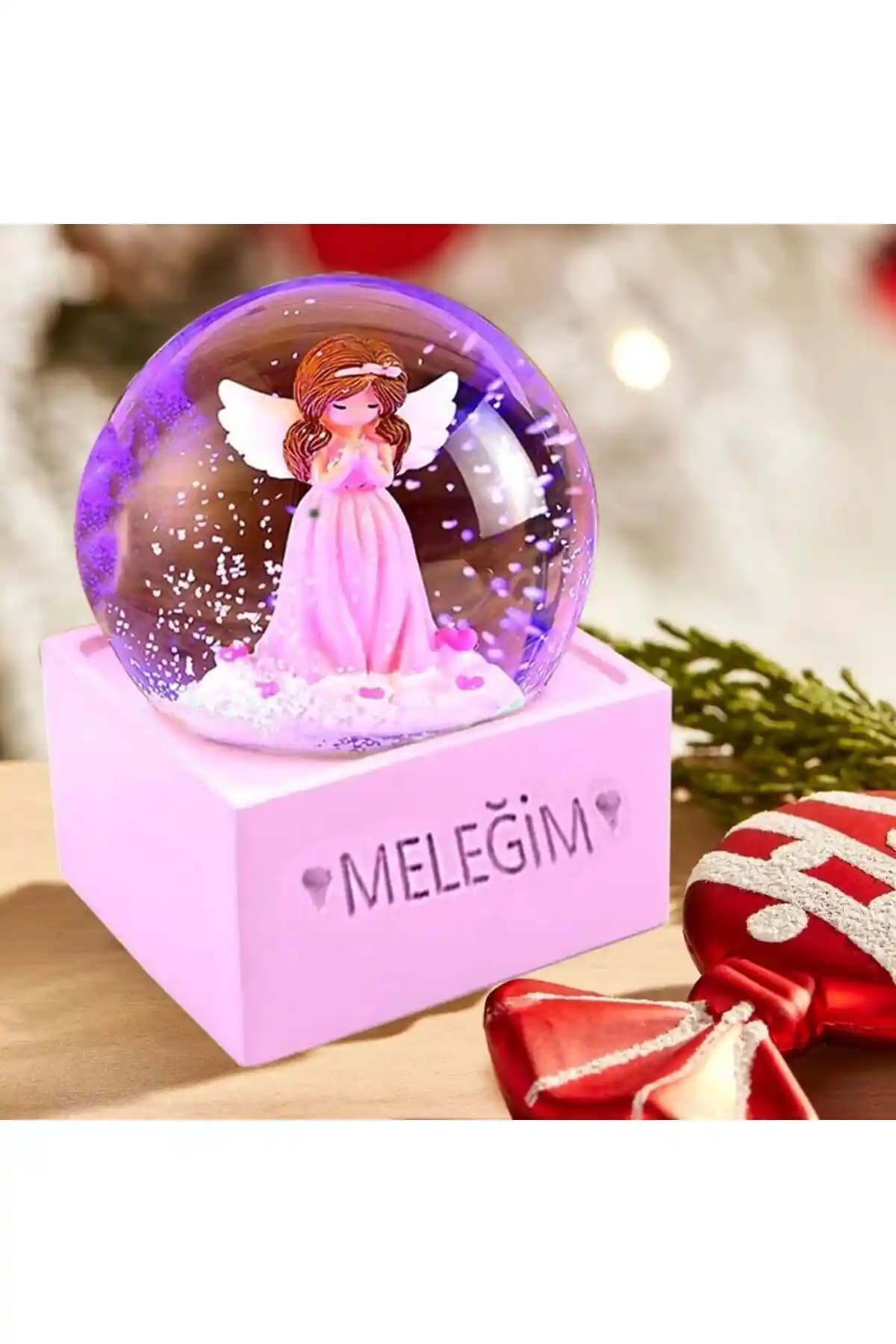 RK Tasarım Meleğim Işıklı Kar Küresi: Zarif ve Anlamlı Dekorasyon Parçası