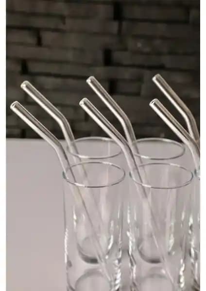 Sin@rasta Şeffaf 6'lı Cam Eğimli Pipet: Estetik ve Fonksiyonellik Bir Arada