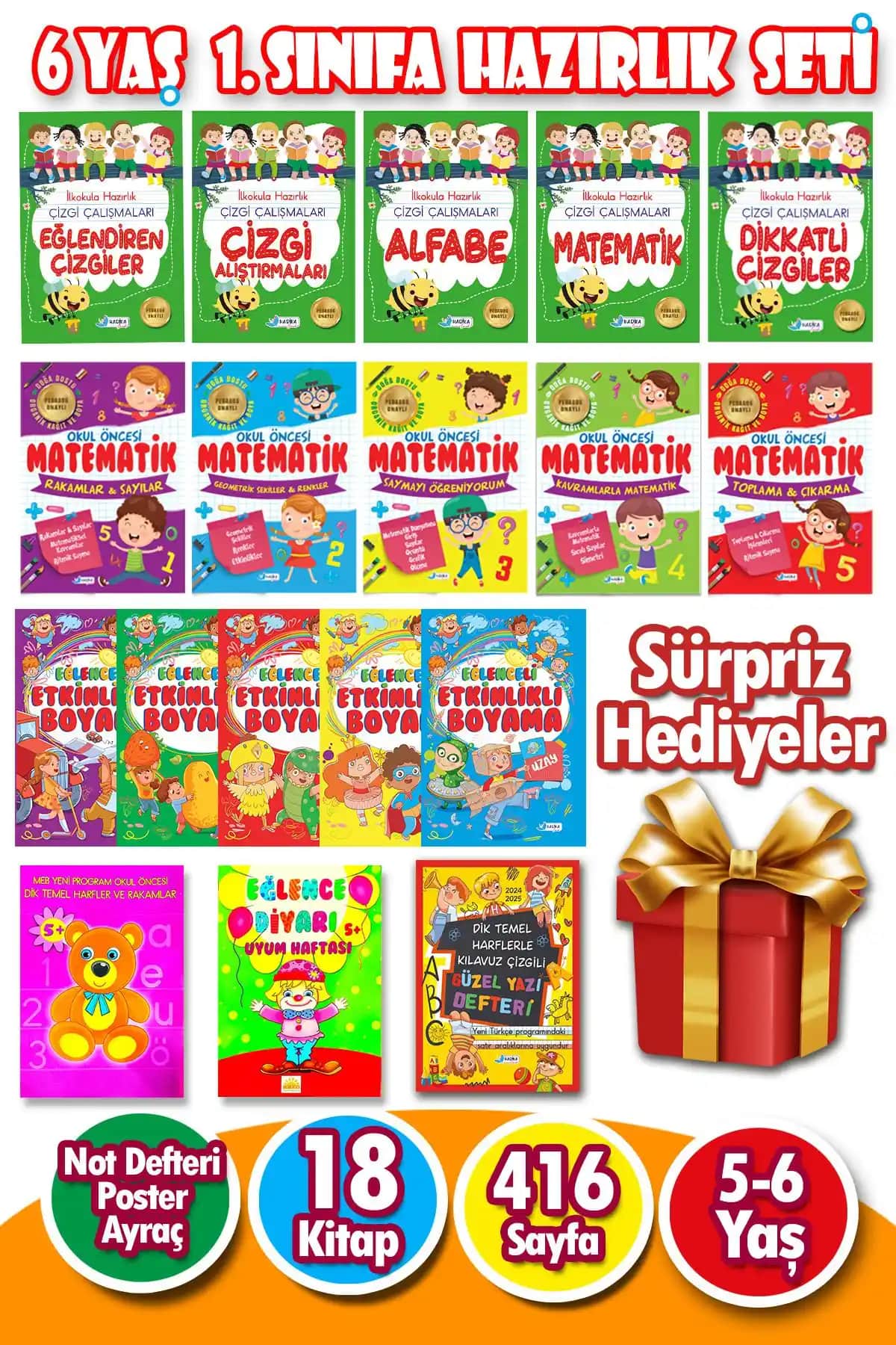 Harika Kitap 6 Yaş 1. Sınıfa Hazırlık Seti: Kapsamlı ve Eğlenceli Eğitim Kaynağı