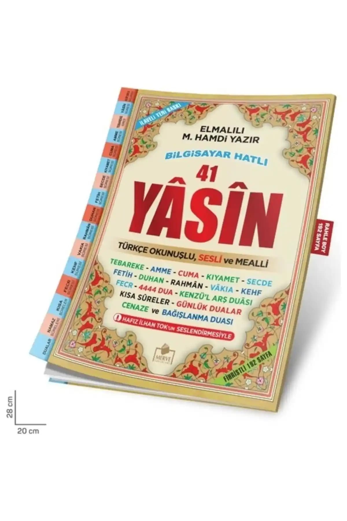 Merve Yayınları Fihristli 41 Yasin Orta Boy Türkçe Okunuşlu ve Mealli Dini Kitap
