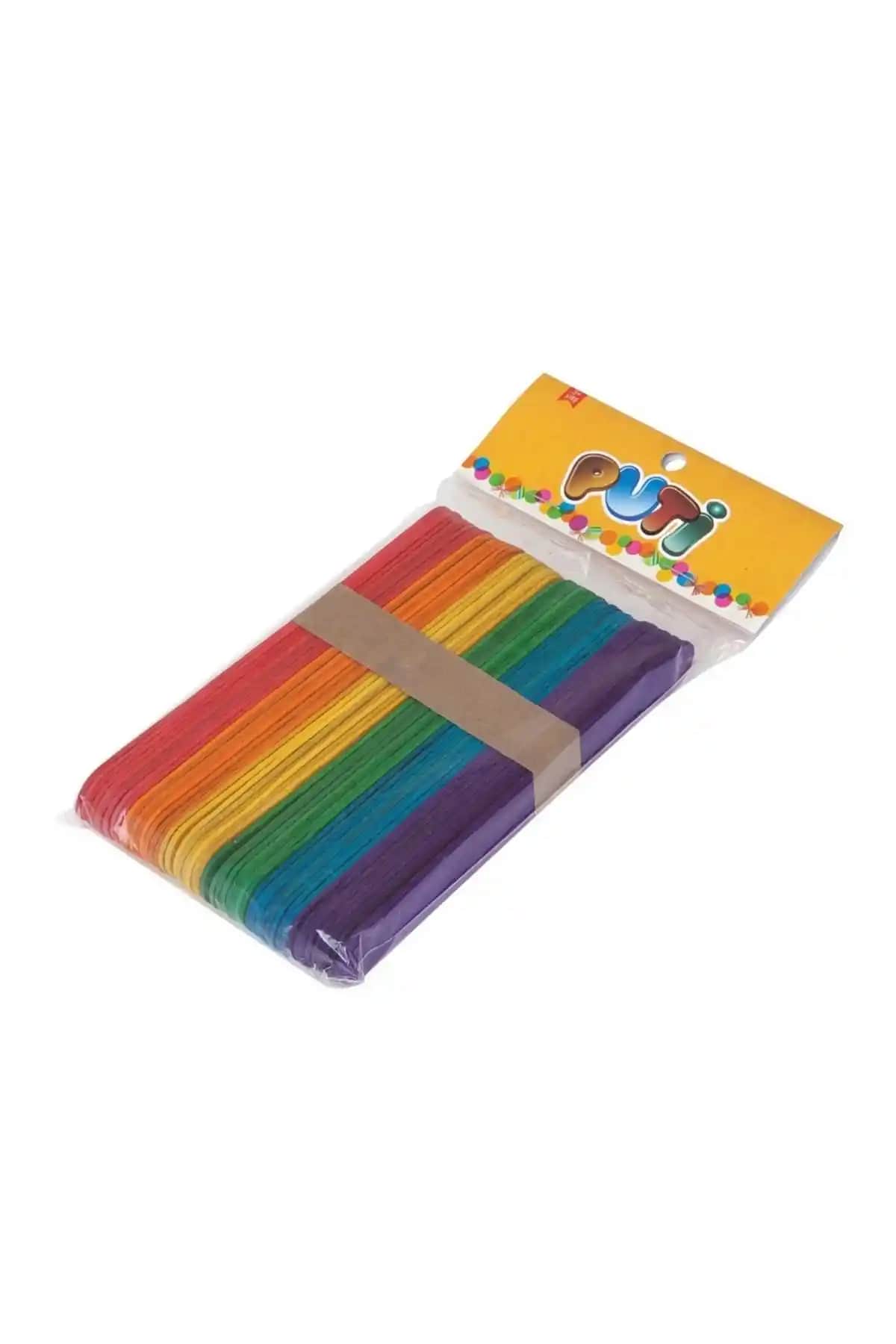 Meteksan Puti Ahşap Renkli Büyük Dil Çubuğu Çocuklar İçin Eğitici ve Dayanıklı Kırtasiye Aracı