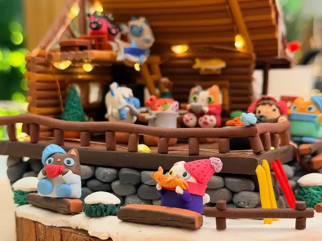 Tiny Cat Village: Yeti'nin Ahşap Kulübesi ve Minyatür Polimer Kil Sanatının Detayları