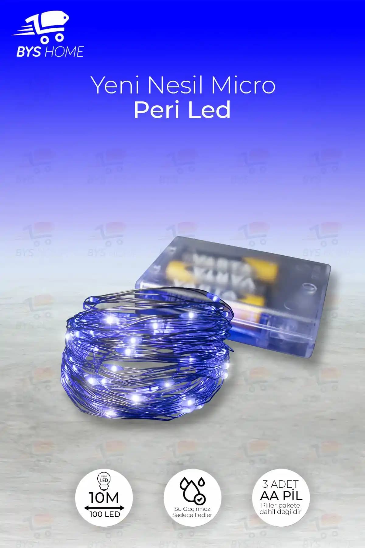 BYSHOME Peri Led 10 Metre Mavi Renk Dekoratif Aydınlatma Ürünü