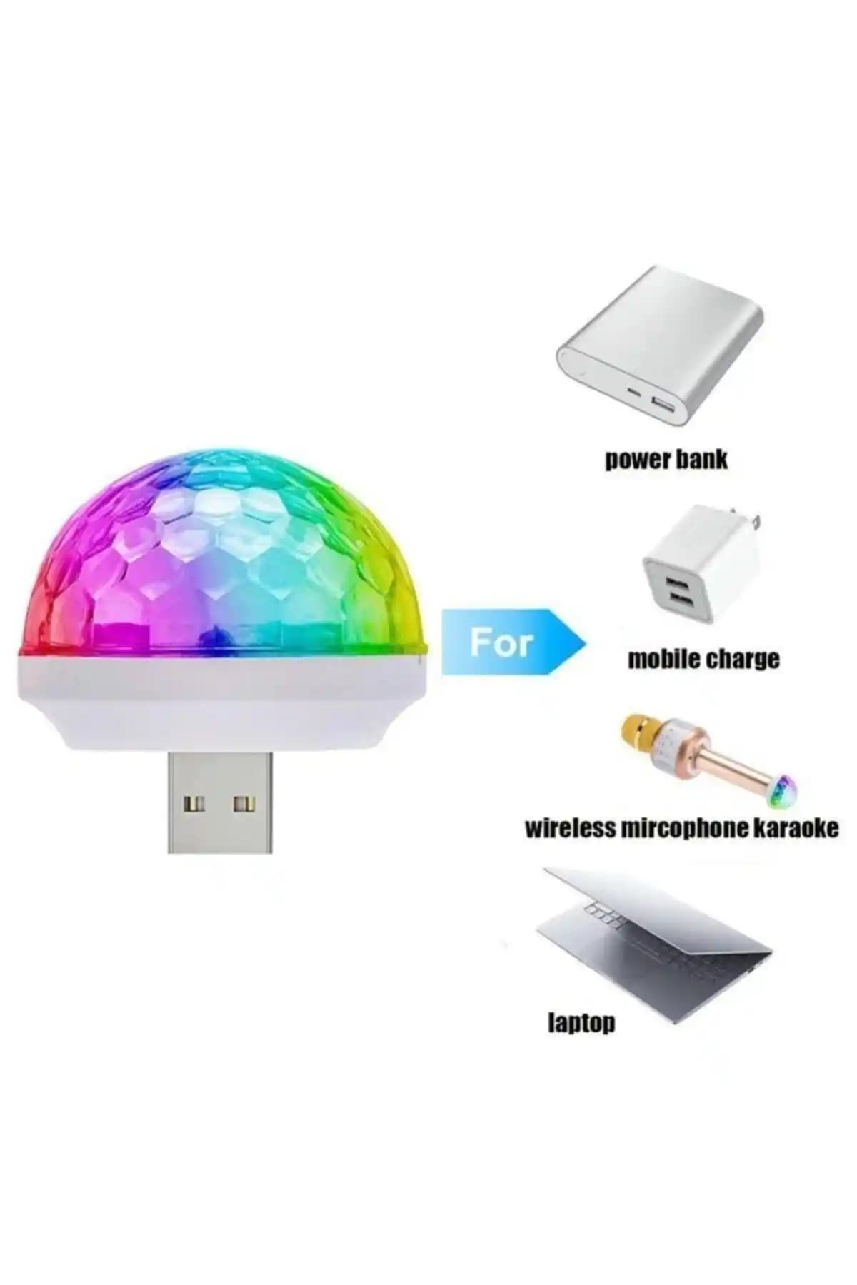 Genel Markalar Parti Oto Araba USB Mini Disko Topu RGB Işık Teknolojisiyle Atmosfer Yaratır