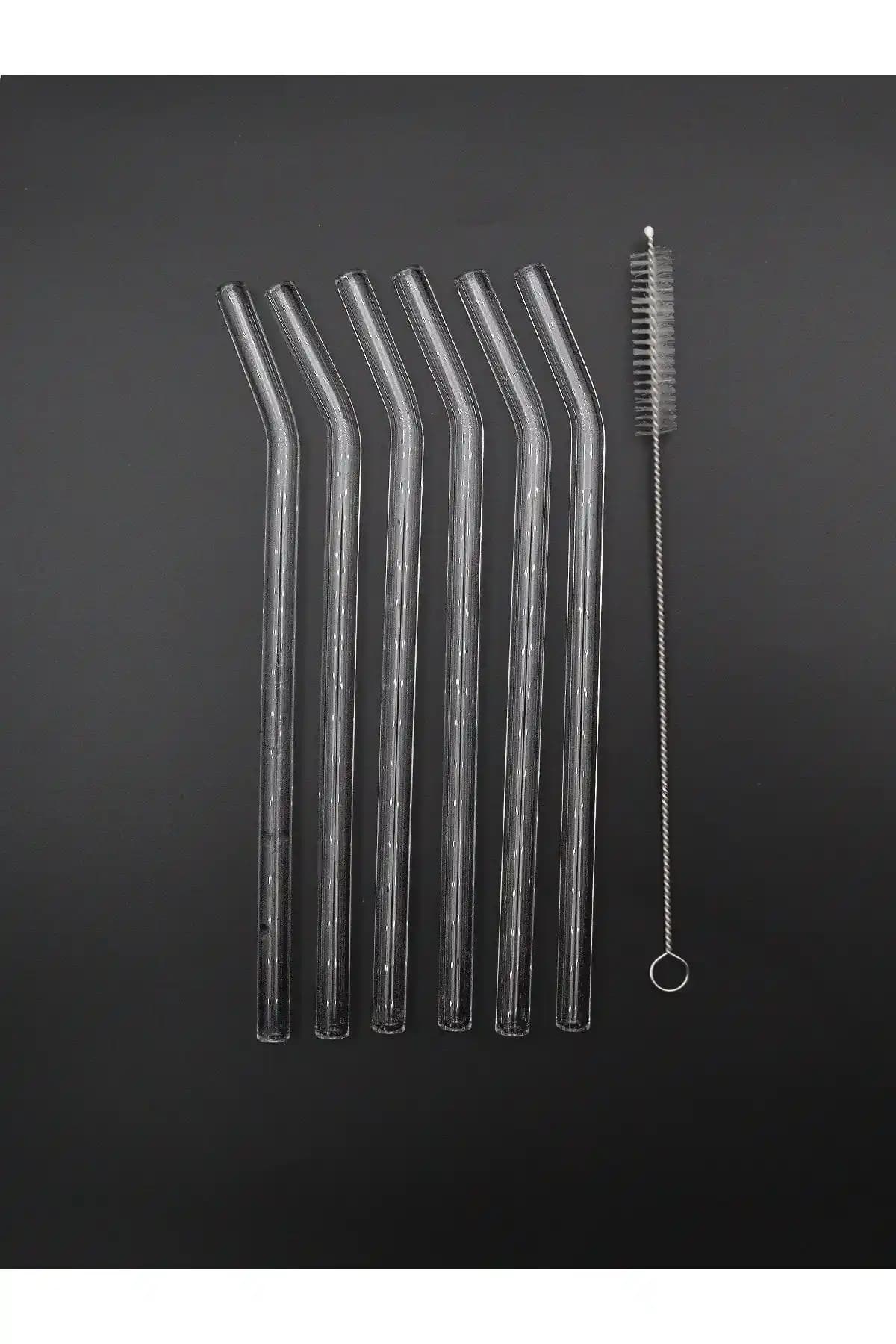 GÜNCEV 6'lı Eğimli Cam Pipet ve Temizleme Fırçası Seti ile Pratik ve Estetik Kullanım