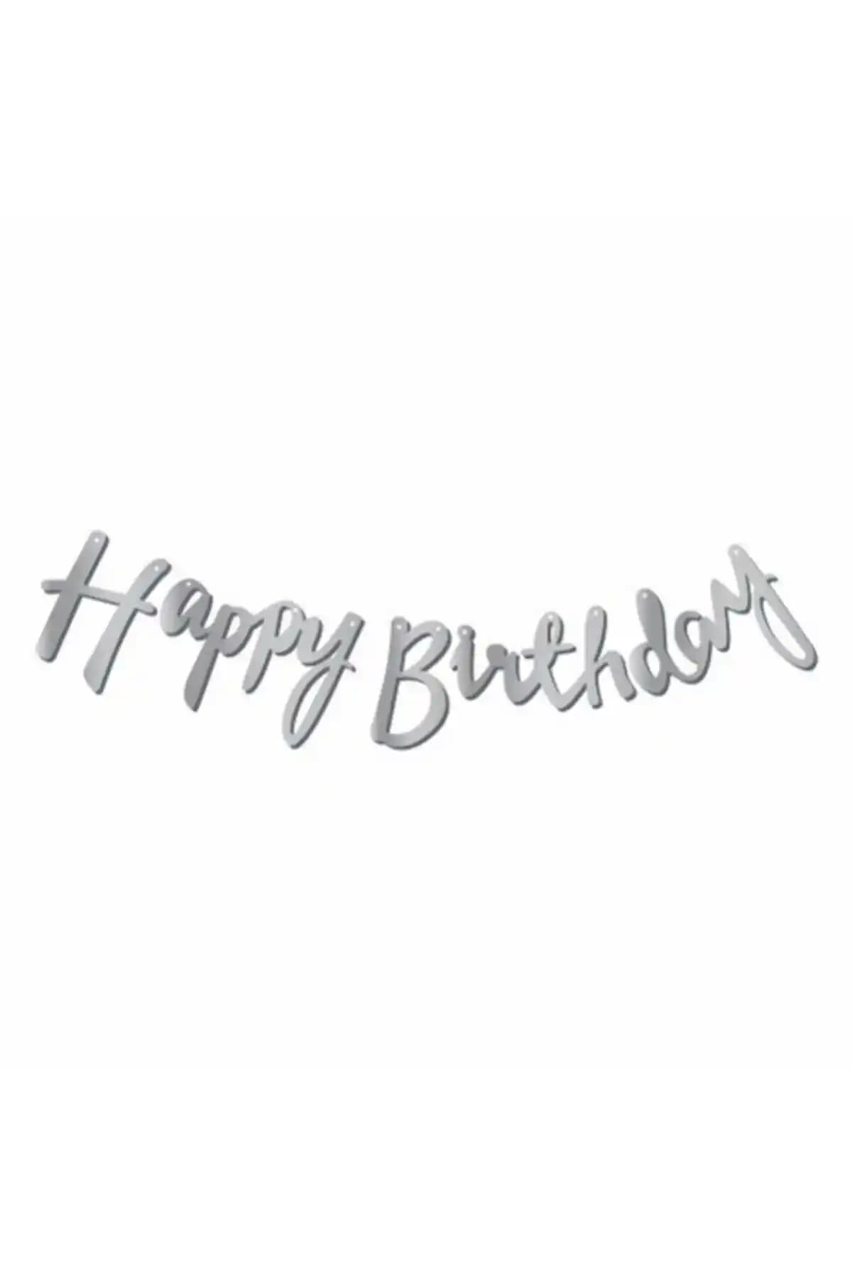 Parti Dolabı Happy Bırthday Kaligrafi Banner Renkli ve Şık Kutlama Süslemesi