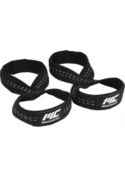 MuscleCloth 8 Loop Lifting Straps Siyah Güç ve Güvenliği Bir Arada Sunar