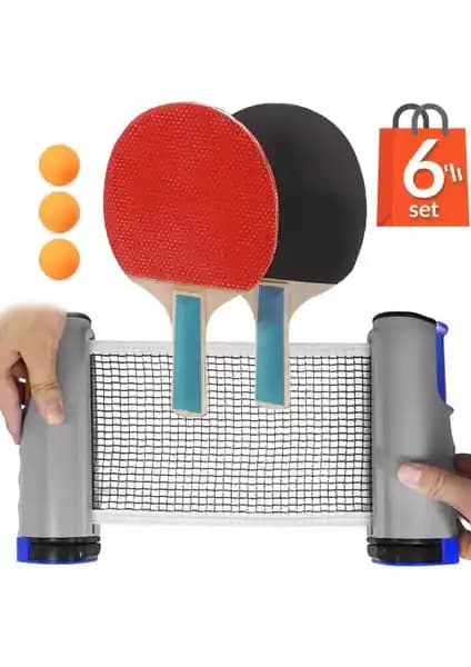 Telvesse Masa Tenisi Filesi Raket Top Seti Uygun Tüm Masalara Otomatik Gerdirme Sistemli