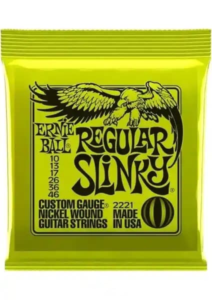 Ernie Ball P02221 Regular Slinky Nickel 10-46 Elektro Gitar Telleri Performans ve Dayanıklılık Sunar