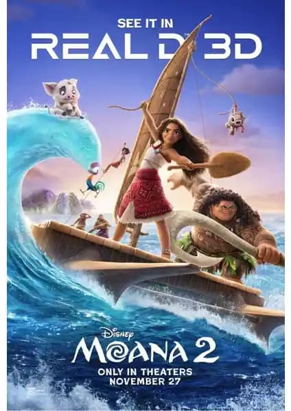 Fidelyo Tasarım Moana 2 (2024) Modern ve Dayanıklı Duvar Afişi 70x100 cm İç Mekan Dekoru