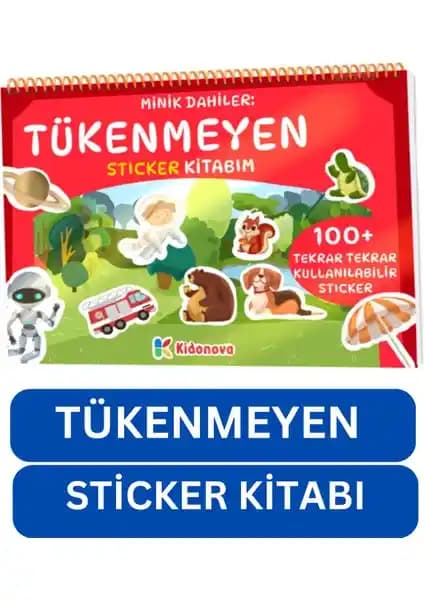 Kidonova Minik Dahiler Tükenmeyen Sticker Kitabım Çocuklar İçin Eğitici ve Yaratıcı Aktivite