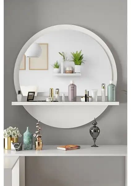 Cg Home Model Alfa ve Nysamo Yuvarlak Beyaz Raflı Aynanın Tasarım ve Özellik Karşılaştırması 2