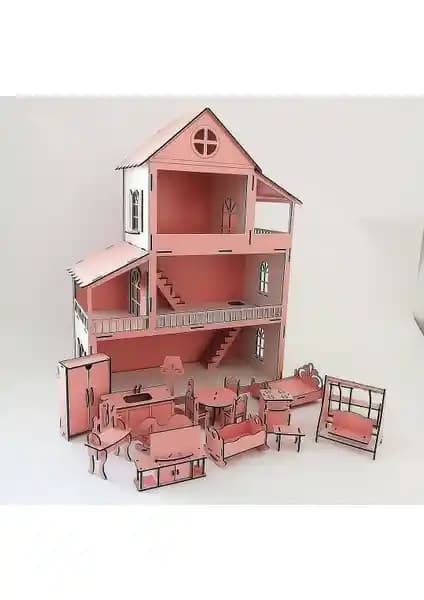 Ahşap Oyun Evi 60 cm Işıklı Çocuklar İçin Güvenli ve Eğlenceli Oyun Alanı
