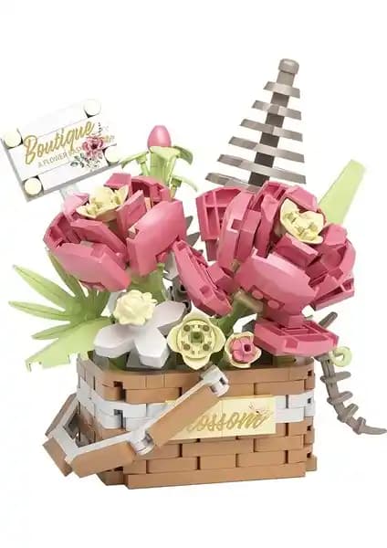 Corney Design Pembe Güller Sepetli Kendin Yap DIY 395 Parça Ev Dekorasyonu
