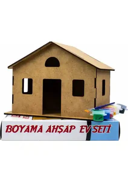 Emin İş Eğitimi Boyama Ahşap Klasik Ev Seti Çocuklar İçin Eğitici ve Yaratıcı Aktivite