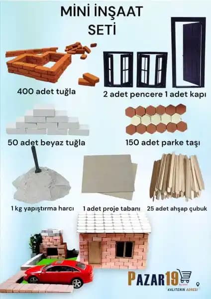 Hittit Tuğla Pazarı 19 Mini İnşaat Seti Çocuklar ve Hobi Severler İçin Yaratıcı ve Dayanıklı Tasarım