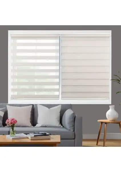 Blind-X Ekru Bambu Zebra Perde ve Rasa Kemik Beyazı Düz Bambu Perde Karşılaştırması