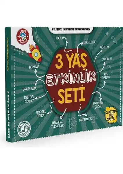 Çocuk Akademi 3 Yaş Etkinlik Seti: Gelişim Destekleyici Eğitici Materyal
