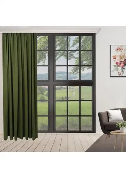 Demor Home Kadife Dokulu Ekstrafor ve Perhal Yeşil Renk Pilesiz Fon Perde Karşılaştırması 2