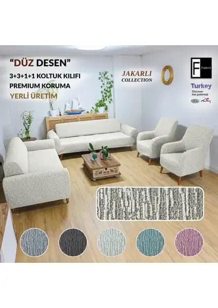Faiend Jakarlı Düz Desen Esnek Kanepe Kılıfı ve Sehra Desen Koltuk Kılıfı Karşılaştırması