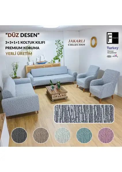 Faiend Jakarlı Düz Desen Esnek Kanepe Kılıfı ve Vizon Koltuk Kılıfı Karşılaştırması 1