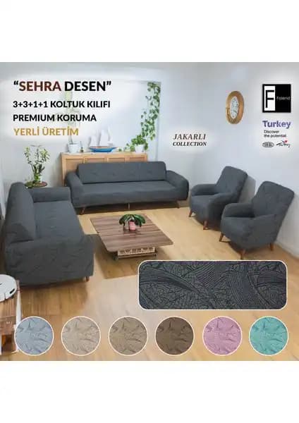 Faiend Kanepe Kılıfı Karşılaştırması: Jakarlı Düz Desen ve Sehra Desen Modelleri 2