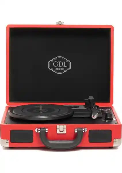 GDL Retro Plak Çalar T317B Pro Kırmızı Bluetooth Şarjlı Modern Nostaljik Müzik Cihazı
