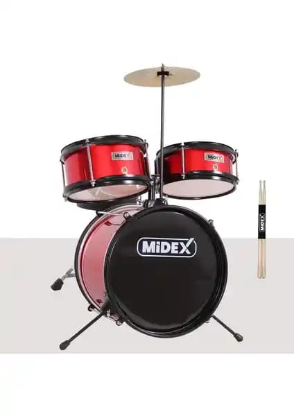Midex CD300X-RD Akustik Çocuk Baterisi Davulu Seti: Dayanıklı ve Eğitici Müzik Aletleri