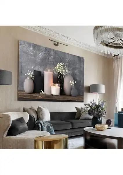 Trade Ays Kanvas Duvar Tablosu Karşılaştırması Antrasit Gri ve Wisteria Çiçeği 1
