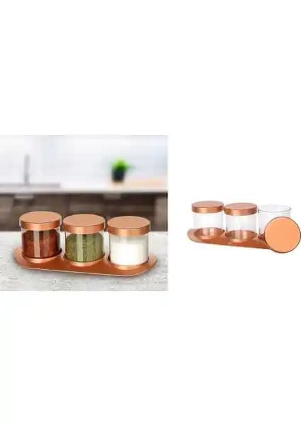 Cansa Bronz Baharat Seti Lüx 3'lü: Modern ve Şık Mutfaklar İçin Dayanıklı Baharat Saklama Çözümü