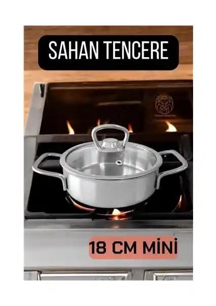 Cansa Kapaklı Sahan Tencere 18 cm Paslanmaz Çelik Dayanıklı ve Estetik Tasarım