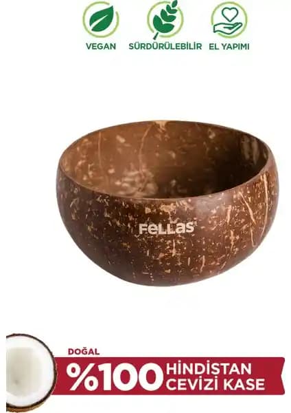 Fellas Jumbo Hindistan Cevizi Kase: Doğal ve Estetik Sunum İçin El Yapımı Ürün
