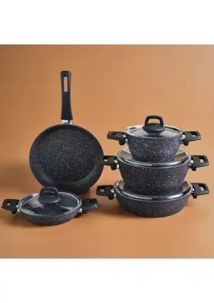 Karaca Bio Granit Blue Stone 9 Parça Tencere Seti: Dayanıklı ve Estetik Mutfak Gereçleri