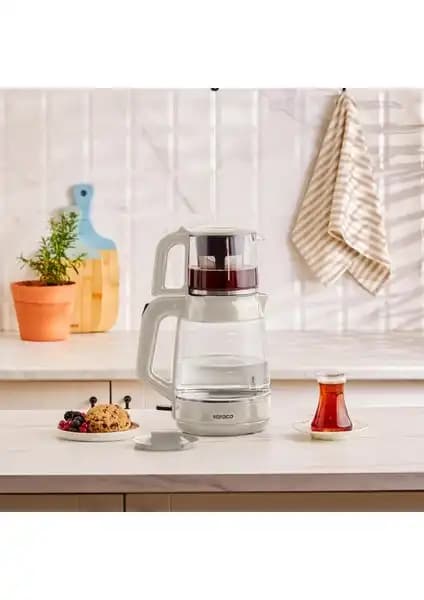 Karaca Glass Tea XL 2'li Cam Çay Makinesi Starlight: Geniş Kapasiteli Modern ve Fonksiyonel Çay Makinesi