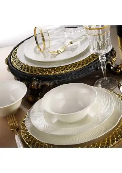 Kütahya Porselen Bone İlay 24 Parça 6 Kişilik Yemek Takımı Estetik ve Dayanıklı Tasarım