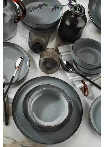 Pearl Mood 24 Parça Mavi Yemek Seti Şık ve Dayanıklı Sofra Takımı