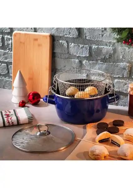 Schafer Fry Çıtır Kızartma Tenceresi 22 cm Lacivert Şık ve Dayanıklı Mutfak Gereci