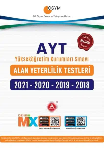 AYT 2021-2018 Çıkmış Sorular ve Sınav Hazırlık Kitabı Detayları