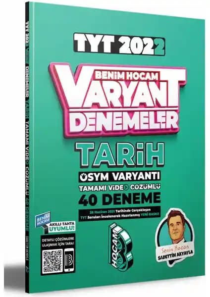 Benim Hocam Yayınları 2022 TYT Tarih Tamamı Video Çözümlü 40 Deneme Sınavı Detaylı İçerik